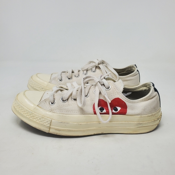 CONVERSE Comme des Garcons Play Emblem Heart Low Top Sneakers Size 7 - Picture 3 of 10